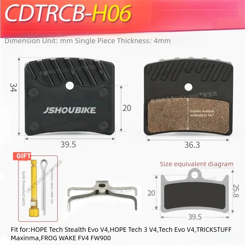 JSHOUBIKE Hydraulic Disc Brake Pads for HOPE Tech Stealth Evo V4/Tech 3 V4/Tech Evo V4 Maxinma FROG WAKE FV4 FW900