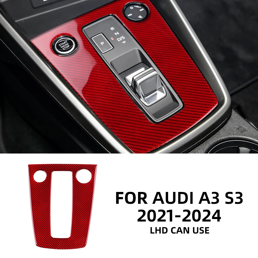 Real Soft Carbon Fiber Sticker for Audi A3 S3 8Y 2021 2022 2023 2024 RHD LHD Car Gear Shift Panel Accessories Interior Trim