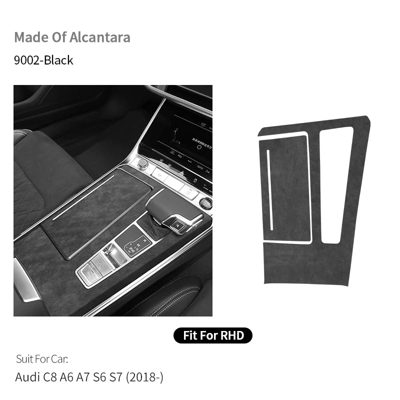 For Audi C8 A6 A7 S6 S7 (2019-2025) Center Console Panel Trim Frame Sticker Made of Alcantara Car Interior Tuning Accessories
