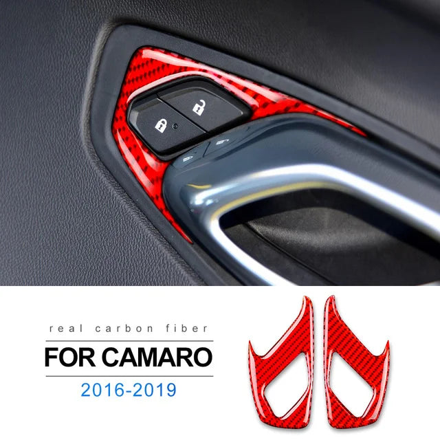 Real Carbon Fiber for Chevrolet Camaro 2016 2017 2018 2019 2020 2021 2022 2023 Car Interior Trim Red Black Accessories Sticker