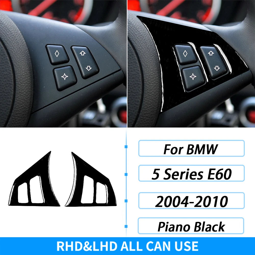 For BMW 5 Series E60 2004-2007 Piano Black Gear Shift Steering Wheel Air Outlet Panel Set Trim Car Interior Accessories Sticker