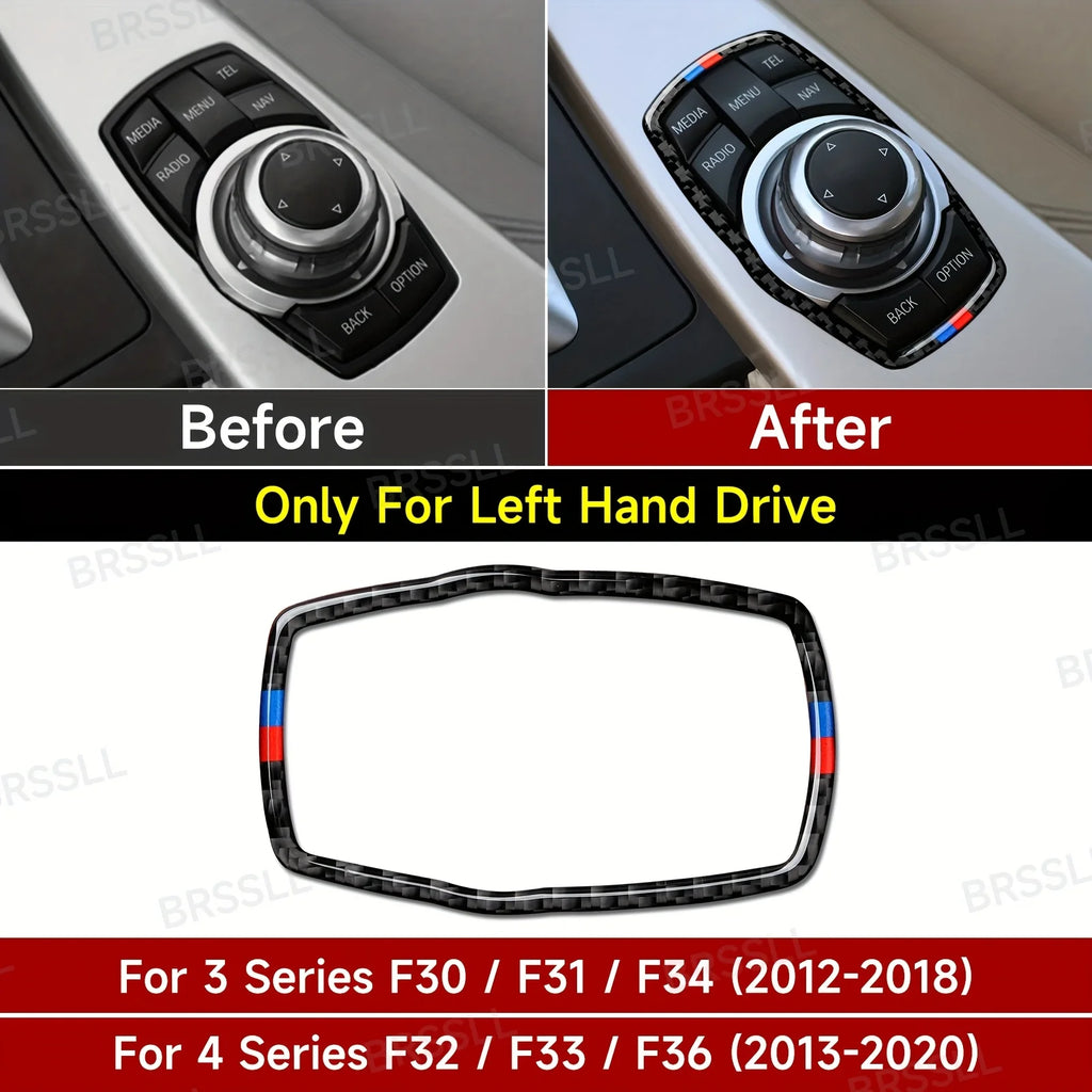 Car Center Console Multimedia Trim Frame Carbon Fiber Sticke