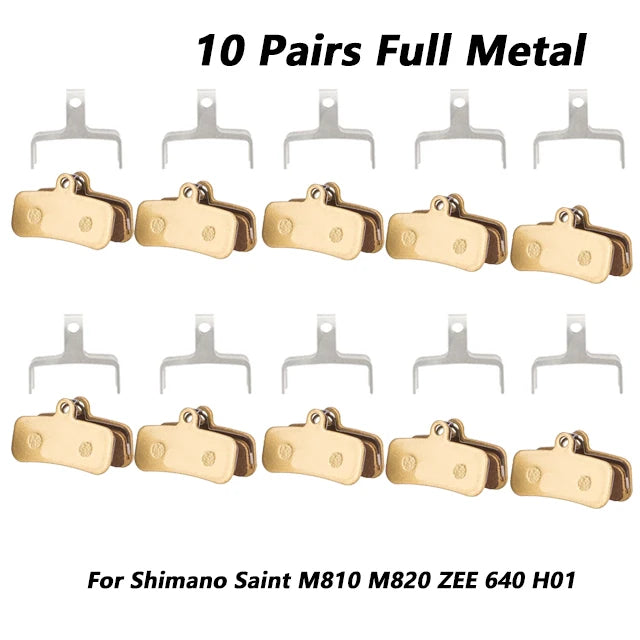 10Pairs Resin/Ceramic/Full Metal Bike Disc Brake Pads For Saint M810M820 ZEE 640 H01 MTB Hydraulic Brake Pad Bicycle Brake Parts