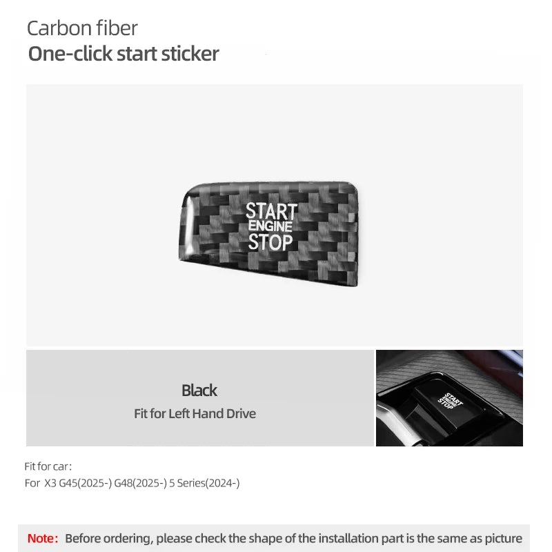 For BMW 5 Series G60 G70 X3 G45 G48 2025 2026 Real Carbon Fiber Car Engine Start Stop Button Trim Sticker Interior Accessories