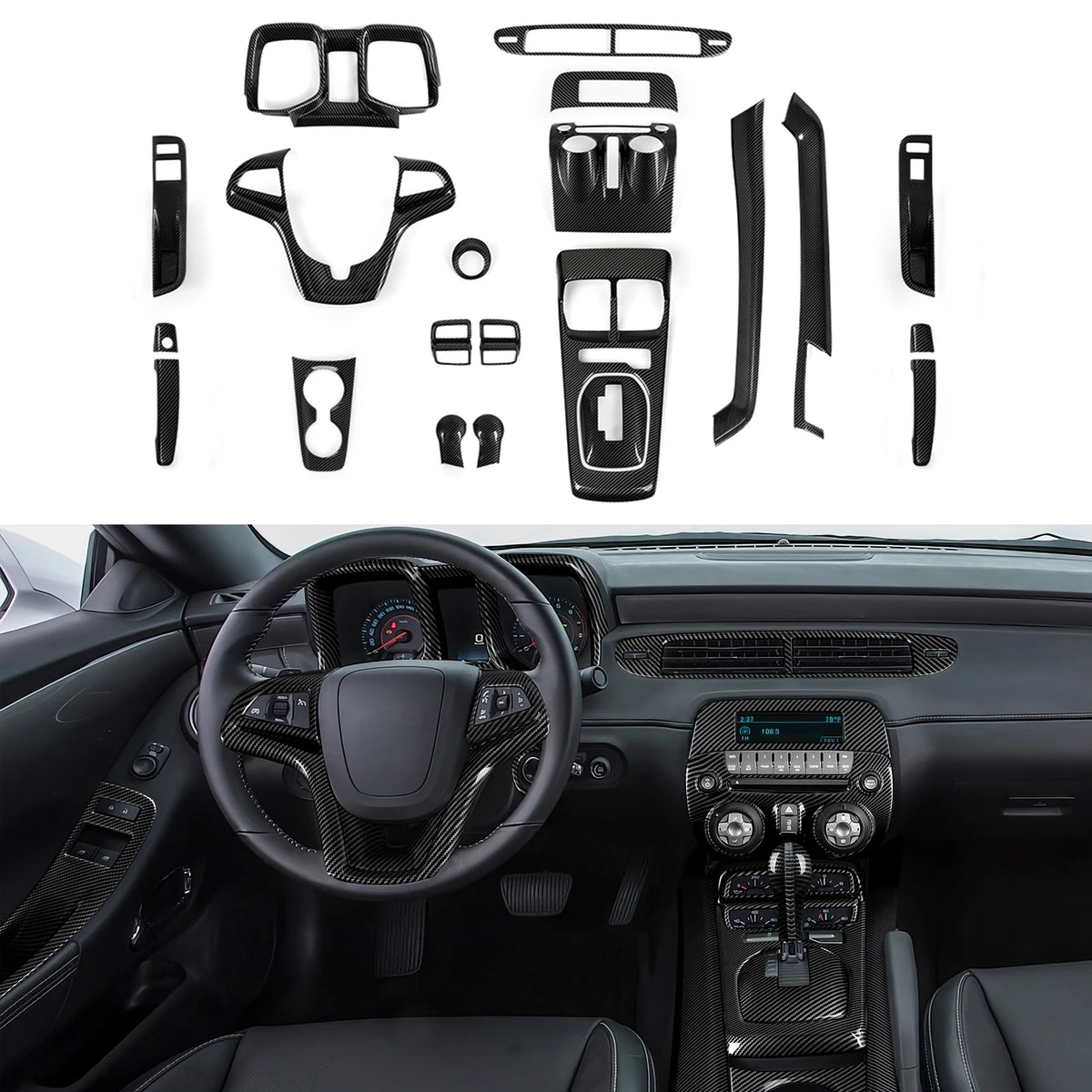 ABS Trim Car Center Console Gear Shift Panel Cover Carbon Fi