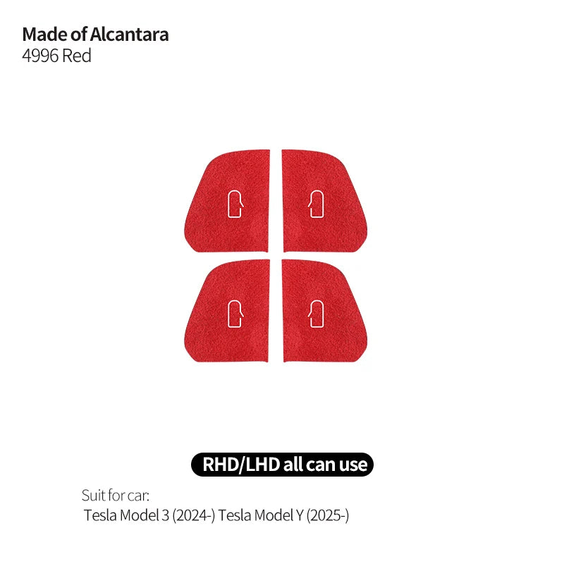 For Tesla Model 3 (2024-) / Model Y (2025-) Made of Alcantara Door Switch Patch Trim Sticker Cover Car Interior Accessories