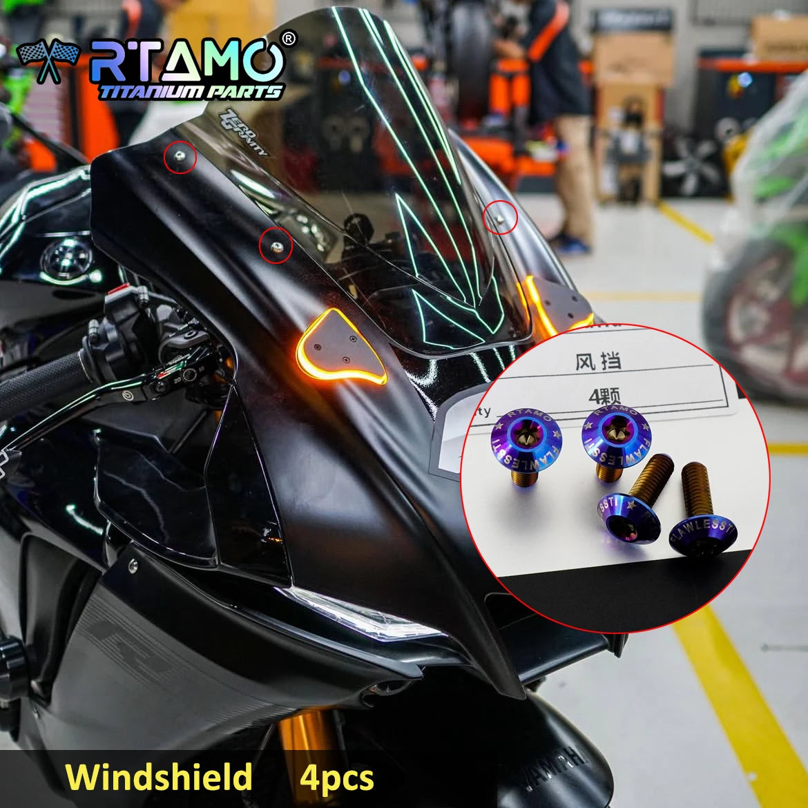 RTAMO Titanium Alloy Bolts for Yamaha YZF-R1 Front Caliper ABS Sensor Brake Disc Oil Tank Side Cover Screw Nuts Pin