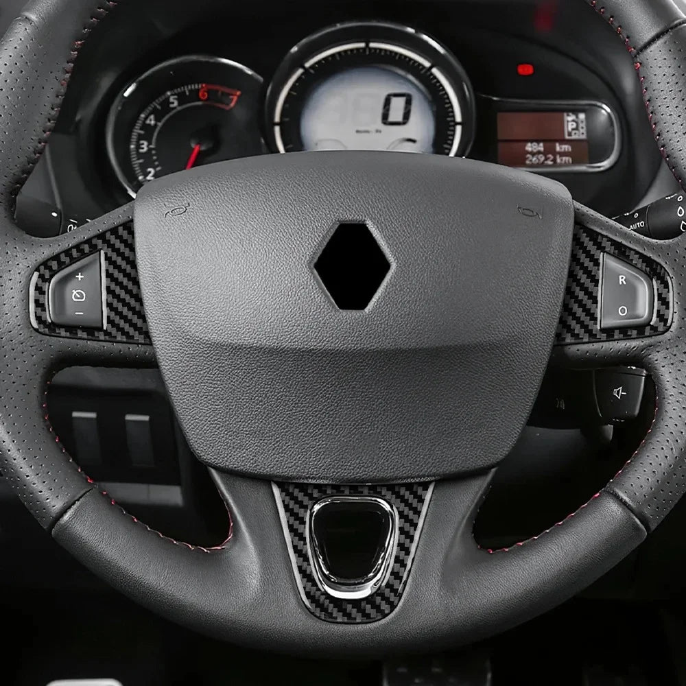 Car Steering Wheel Trim Soft Carbon Fiber Sticker For Renaul