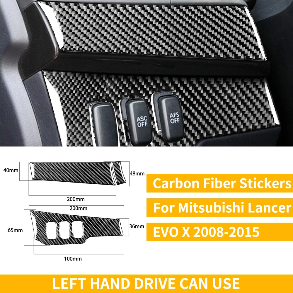 For Mitsubishi Lancer EVO X MR 2008-2015 Carbon Interior Trim Sticker Set Speedometer Window Lifting Storage Car Accessories