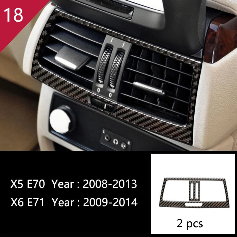 For BMW X5 X6 E70 E71 Accessories Car Interior Air Conditioning CD Console Panel Cover Decoration Trim Carbon Fiber Car Styling