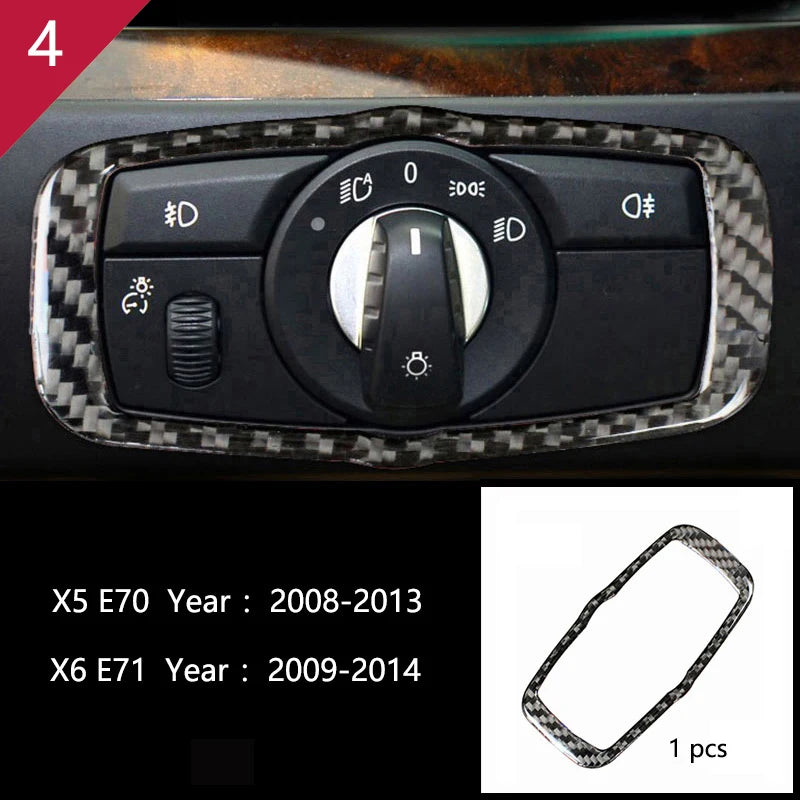 For BMW X5 X6 E70 E71 Accessories Car Interior Air Conditioning CD Console Panel Cover Decoration Trim Carbon Fiber Car Styling