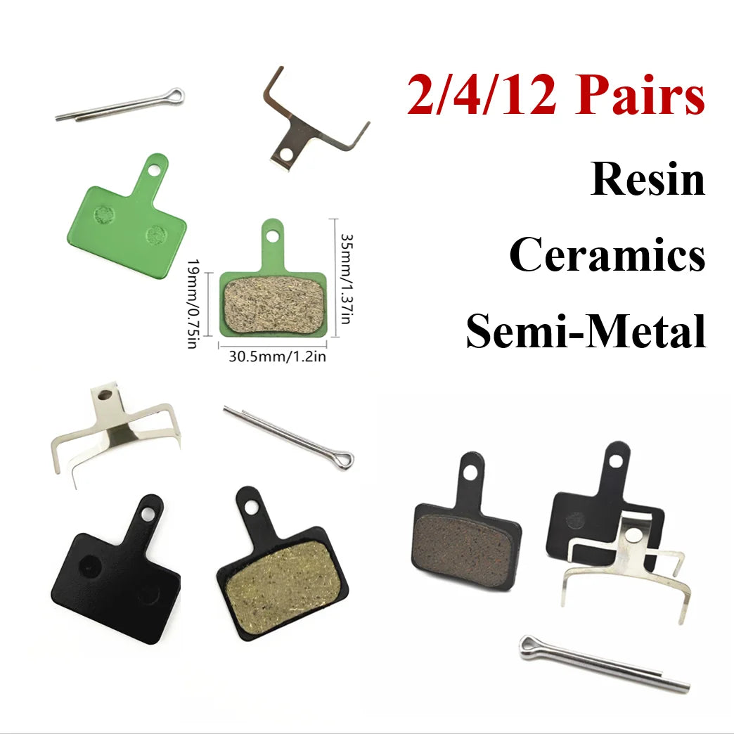 2/4/12Pairs Bicycle Disc Brake Pads Resin / Semi-Metal / Cer