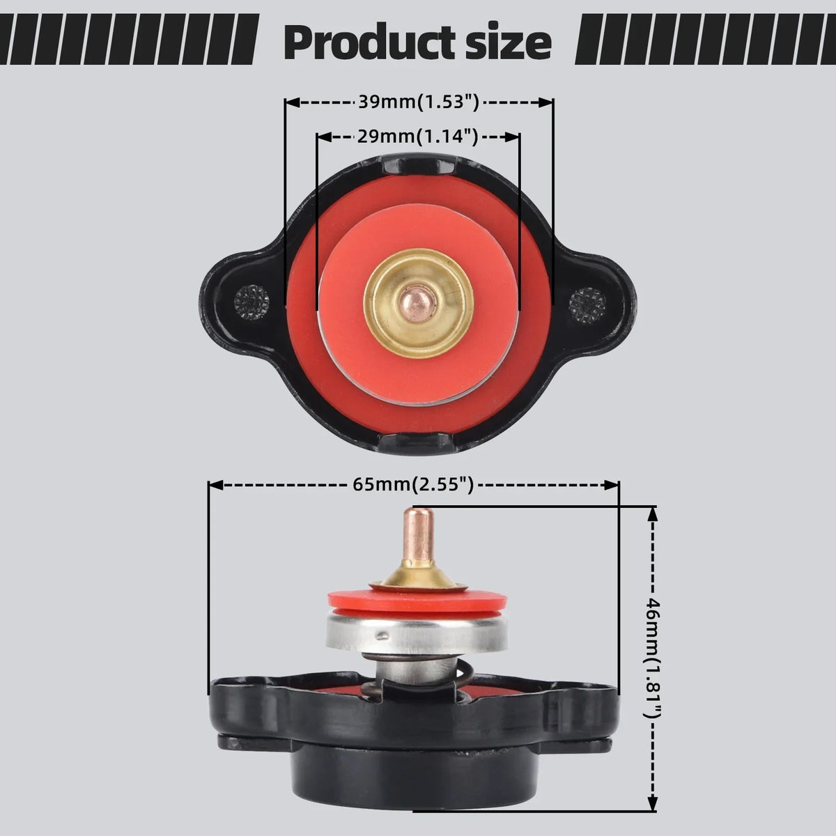 1.8 Bar High Pressure Radiator Cap 25.6Psi With Temperature 