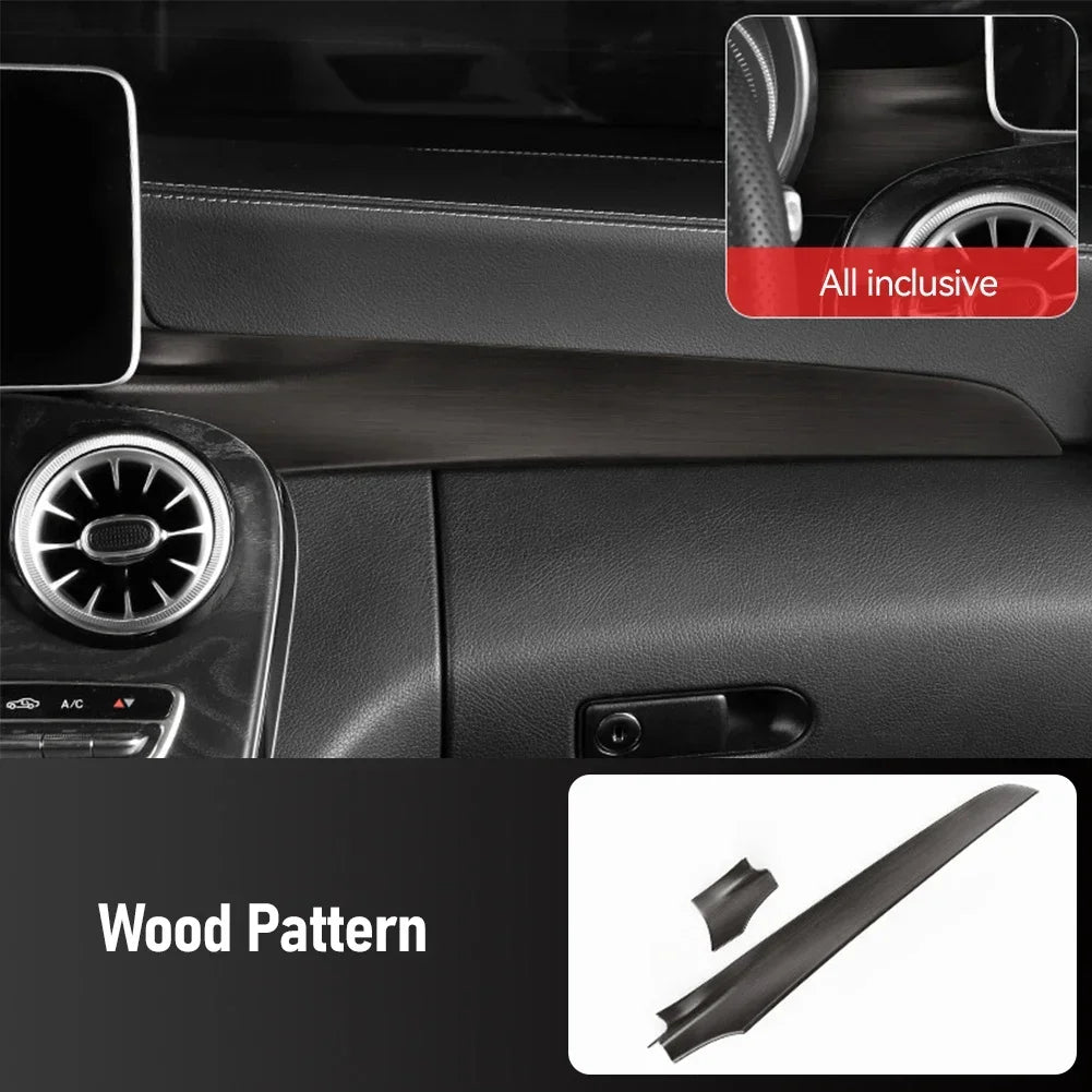 2Pcs Car Carbon Fiber Texture Central Console Dashboard Panel Protective Cover Trim For Mercedes Benz 15-21 C W205 16-21 GLC X25
