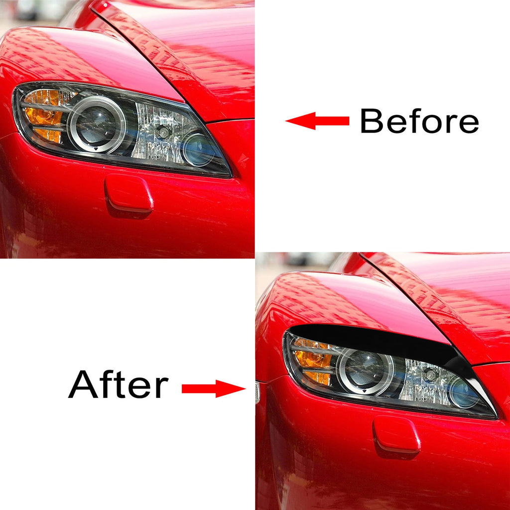 Car Front Headlight Eyebrow Eyelid Eyelash Cover Trim Piano 
