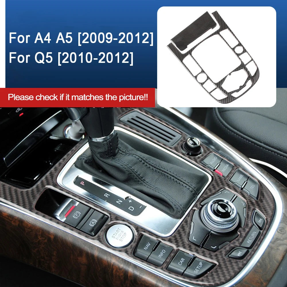 For Audi A4 B8 A5 Q5 2009-2018 Interior Accessories Carbon Fiber Car Console Gear Shift Panel Decoration Cover Trim Sticker