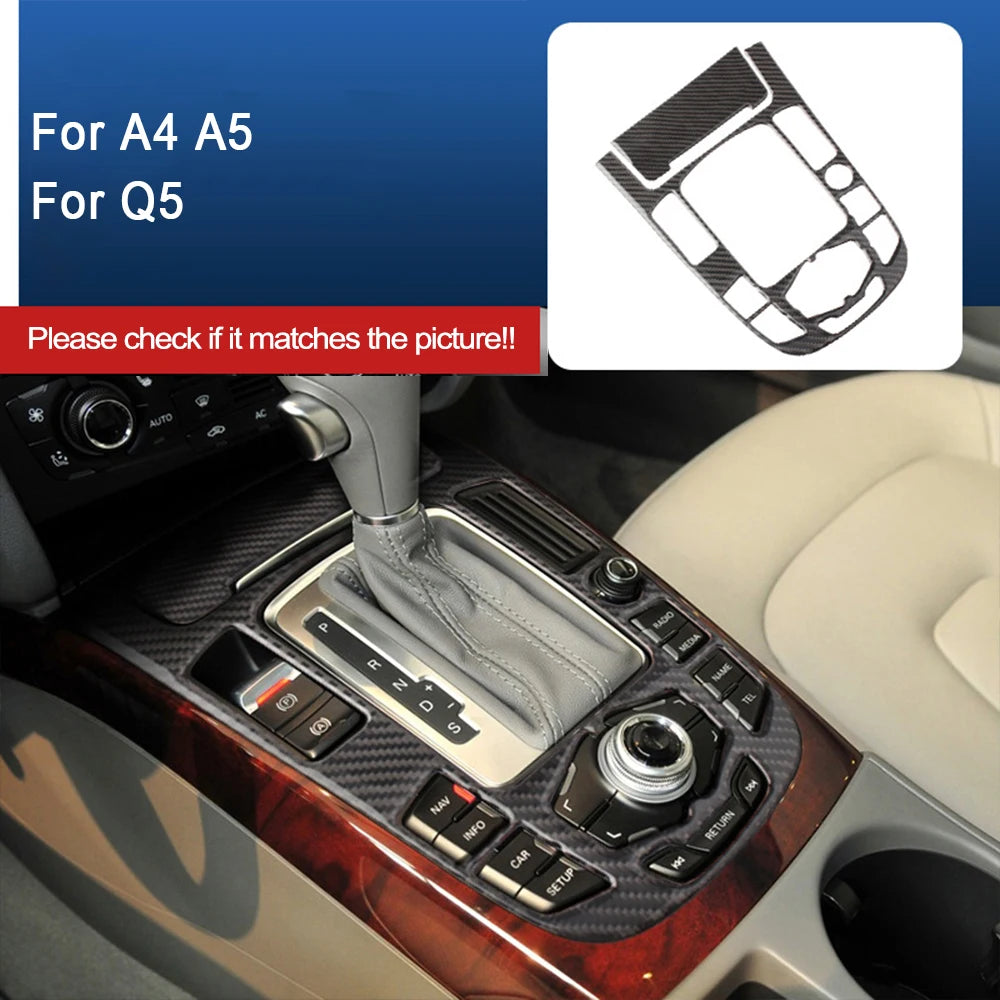 For Audi A4 B8 A5 Q5 2009-2018 Interior Accessories Carbon Fiber Car Console Gear Shift Panel Decoration Cover Trim Sticker