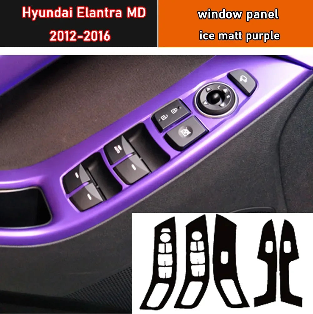 Car Styling Black Carbon Decal Car Window Lift Button Switch Panel Cover Trim Sticker 4 Pcs/Set For Hyundai Elantra MD 2012-2016