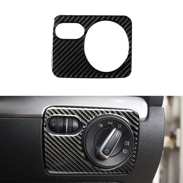 For VW Golf 6 MK6 Car Carbon Fiber Center Control Panel Air Vent Gear Shift Frame Headlight Switch Ashtray Box Cover Inner Trim