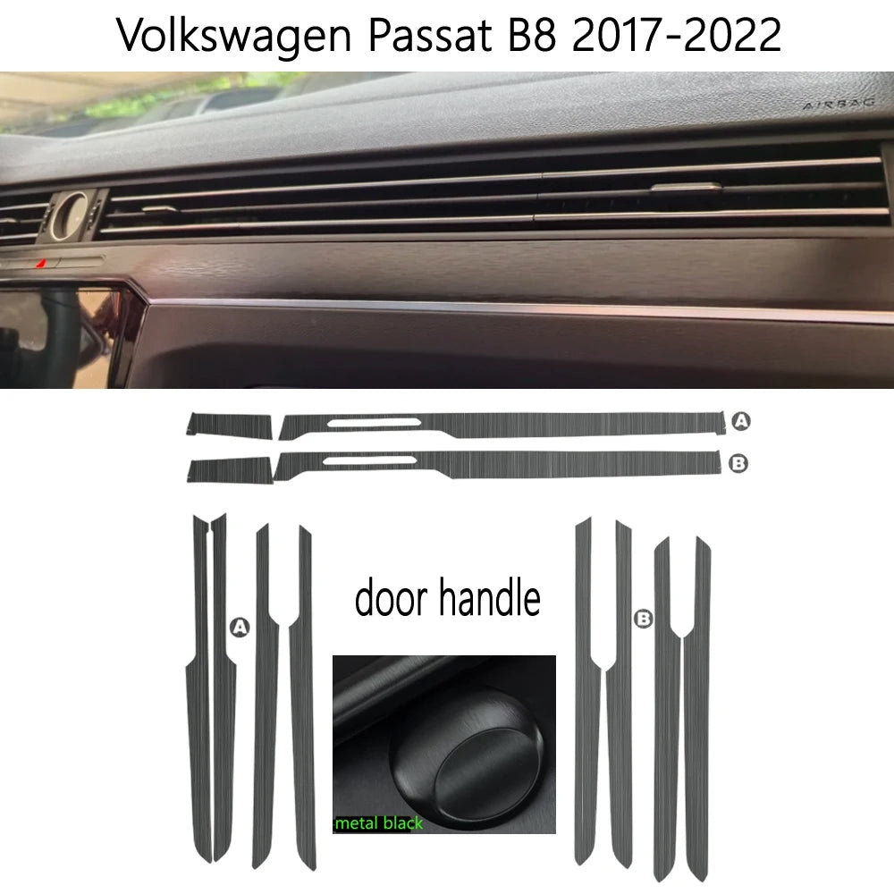 Car Styling Black Carbon Decal Car Window Handrail Panel Cover Trim Stickers For Volkswagen Passat B8 2017-2022