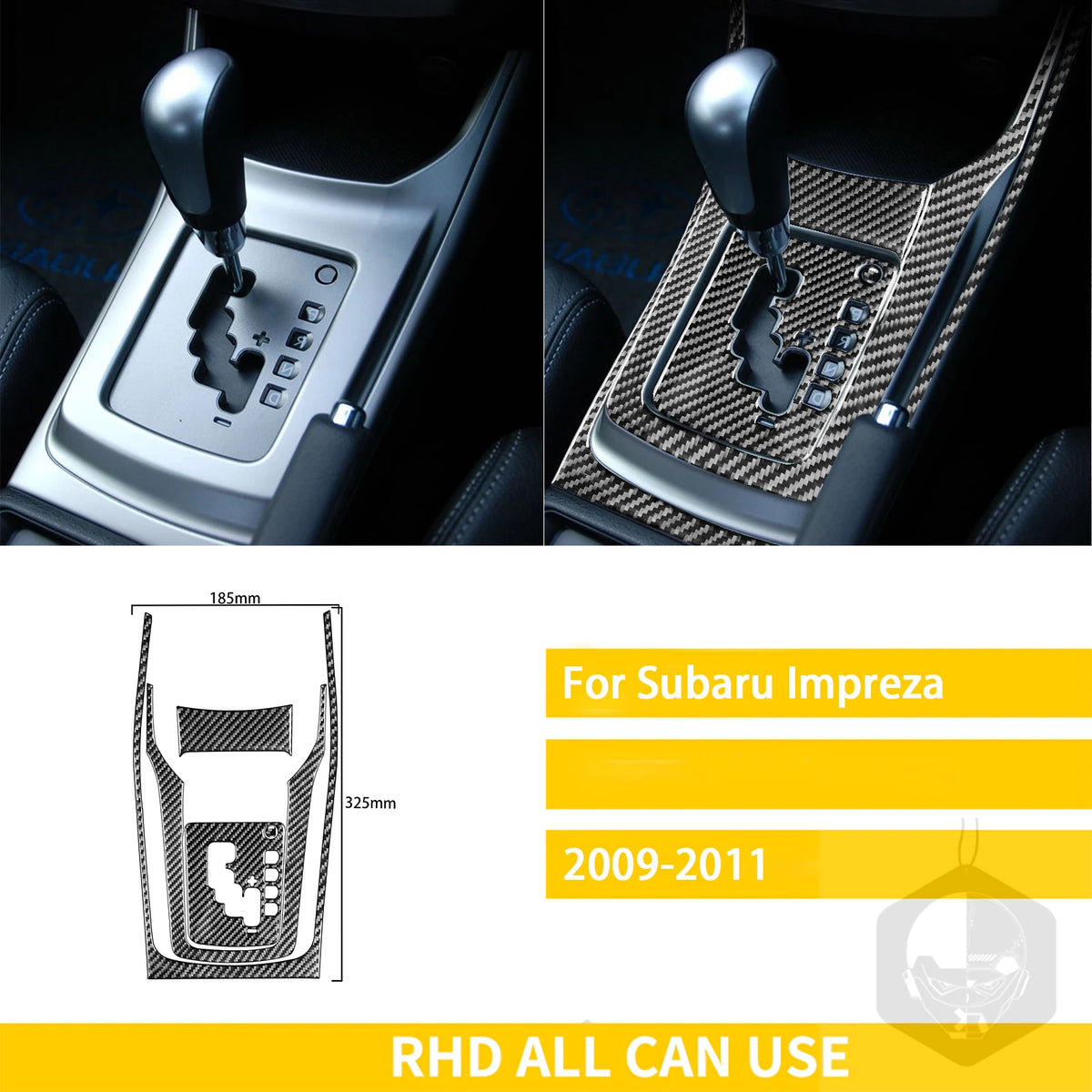 For Subaru Impreza 2009 2010 2011 Accessories Carbon Fiber Car Interior Gear Cuphold Panel CD Air Outlet Cover Trim Sticker
