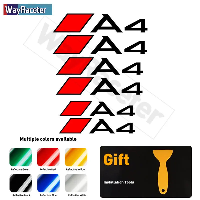 6 Pcs Top Vinyl Decal High Temperature Car Brake Caliper Stickers For Audi A3 S3 A4 S4 A5 S5 A6 S6 A7 S7 A8 Q2 Q3 Q5 Q7 Q8 TT