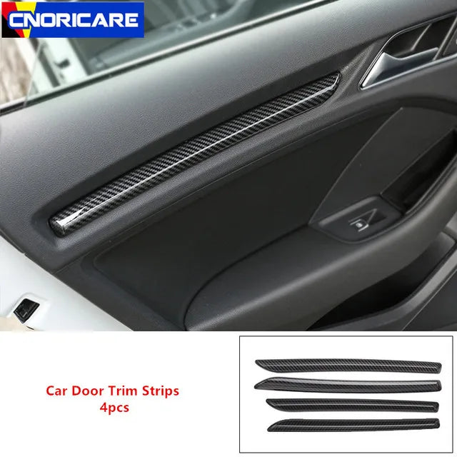For Audi A3 8V S3 Center Console Dashboard Stickers Strips Carbon Fiber Car Door Decoration Cover Trim Auto Interior Accessories