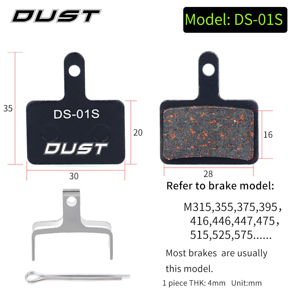 DUST 1Pair Semi-Metal Bicycle Hydraulic Disc Brake Pad MTB M