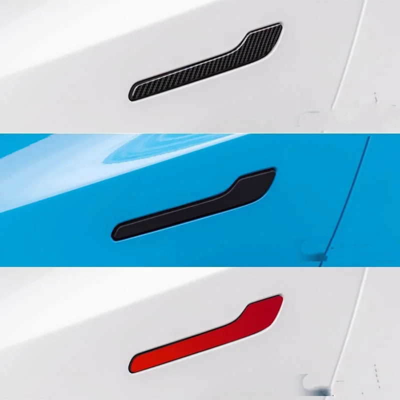 For Tesla Model 3 Y Carbon Fiber Black White Red Car Door Ha