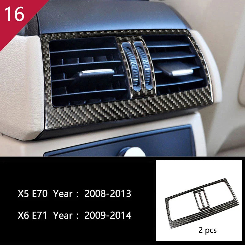 For BMW X5 X6 E70 E71 Accessories Car Interior Air Conditioning CD Console Panel Cover Decoration Trim Carbon Fiber Car Styling