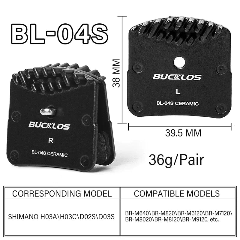 BUCKLOS Ceramic Bicycle Brake Pads MTB Bike Hydraulic Brake 