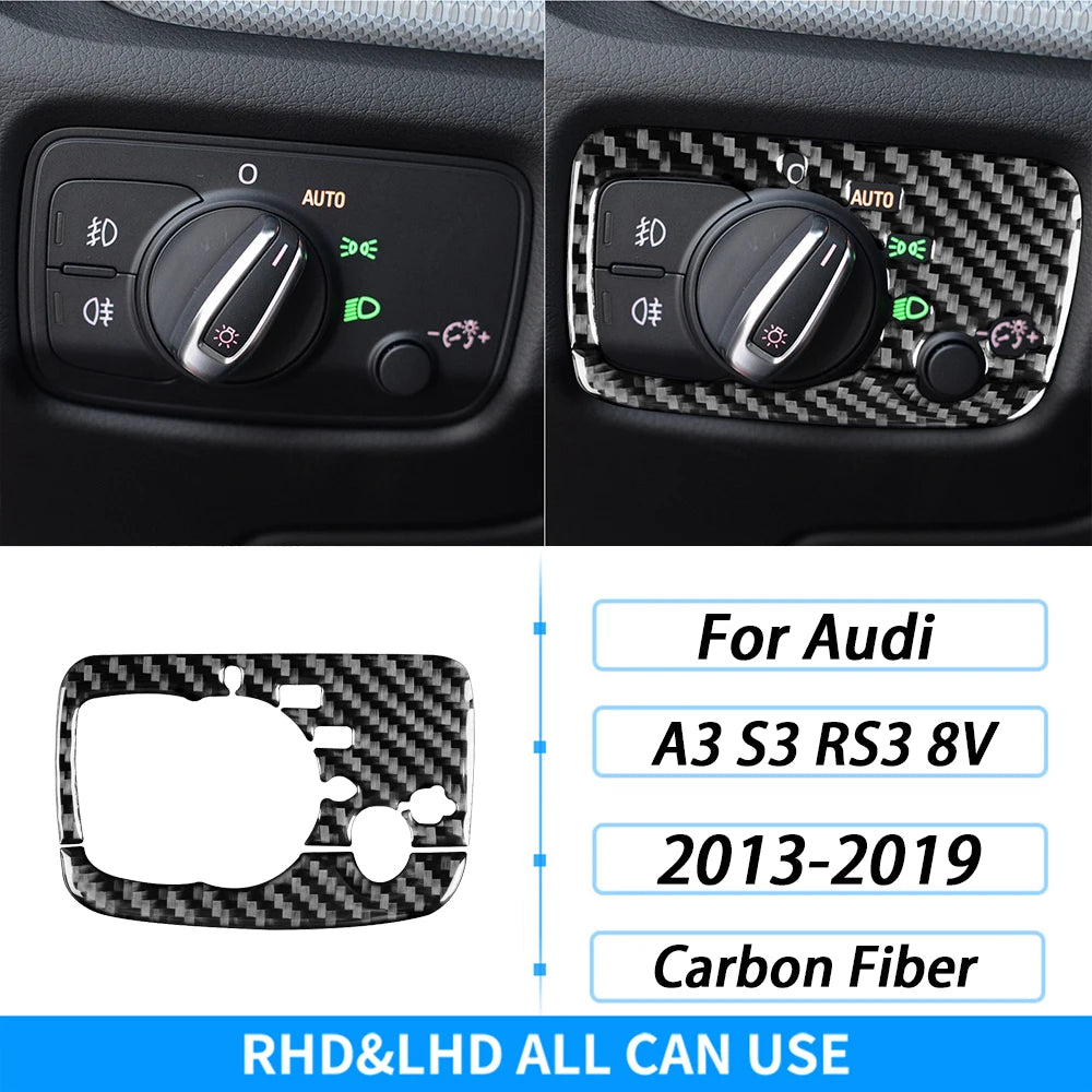 For Audi A3 S3 RS3 8V 2013-2019 Accessories Carbon Fiber Center Console Dashboard Air Vent Panel Trim Set Car Interior Sticker