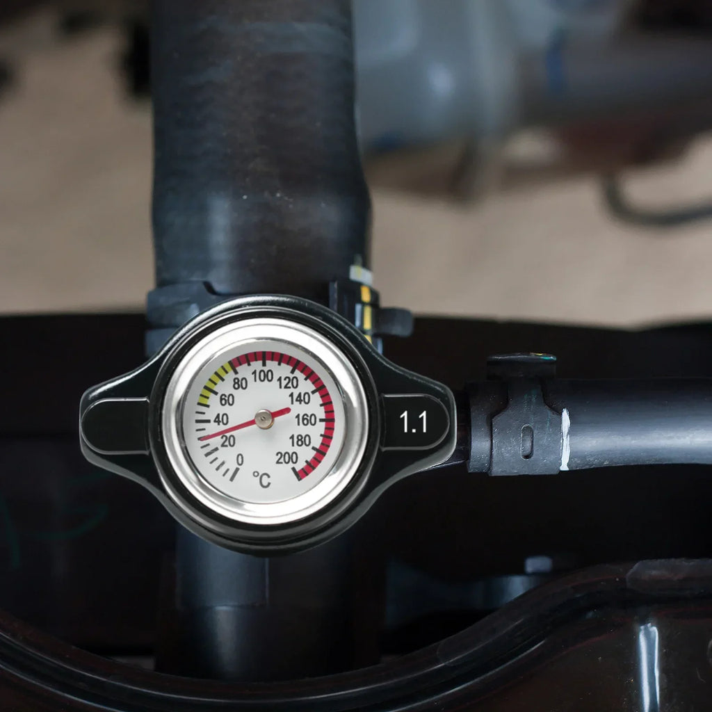 Red Thermo Radiator Cap Tank Cover Water Temperature Gauge w