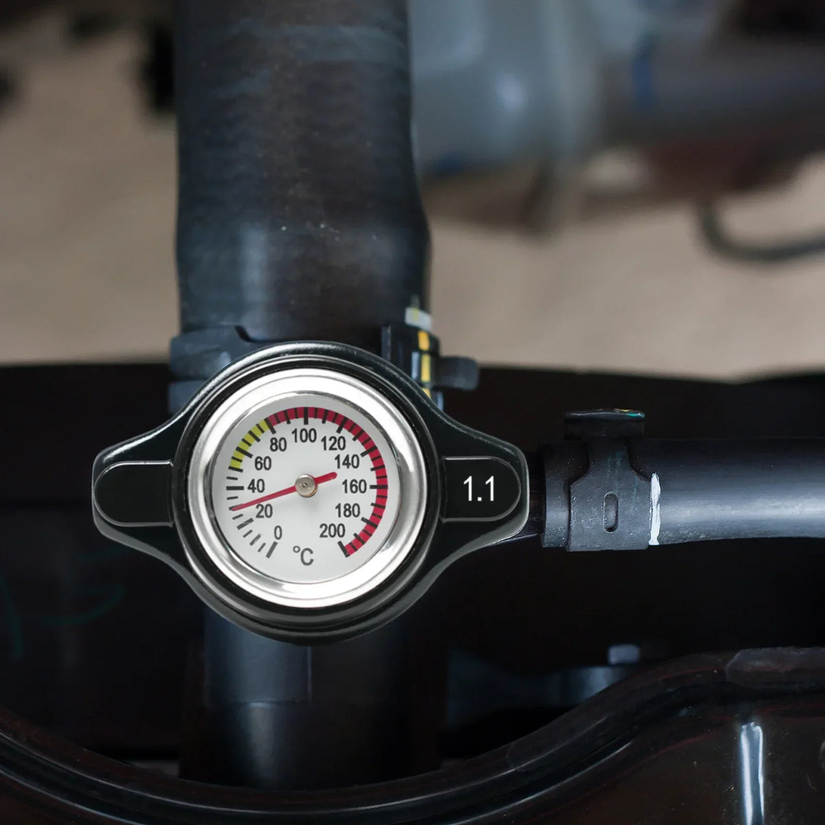 Red Thermo Radiator Cap Tank Cover Water Temperature Gauge w