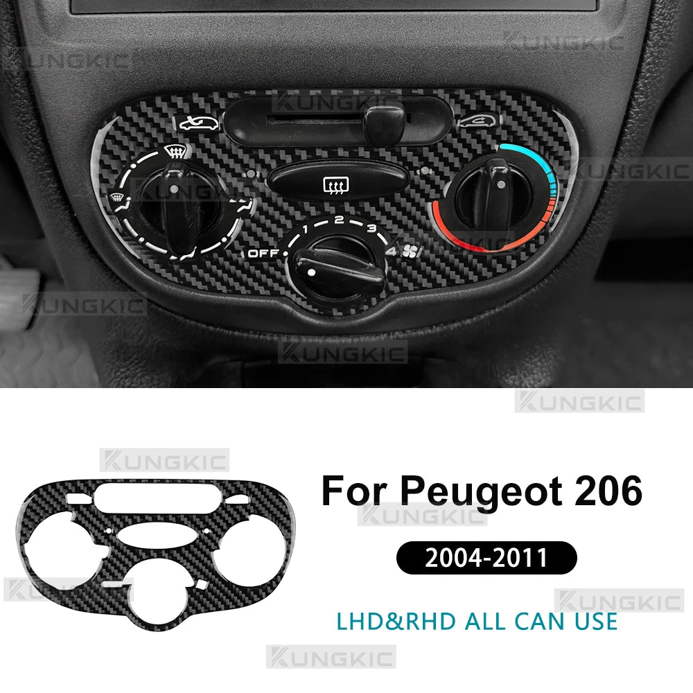 Real Soft Carbon Fiber Trim For Peugeot 206 2001 2002 2003 2004 2005 2006 2007 2008 2009 2010 Car AC Central Control Air Outlet