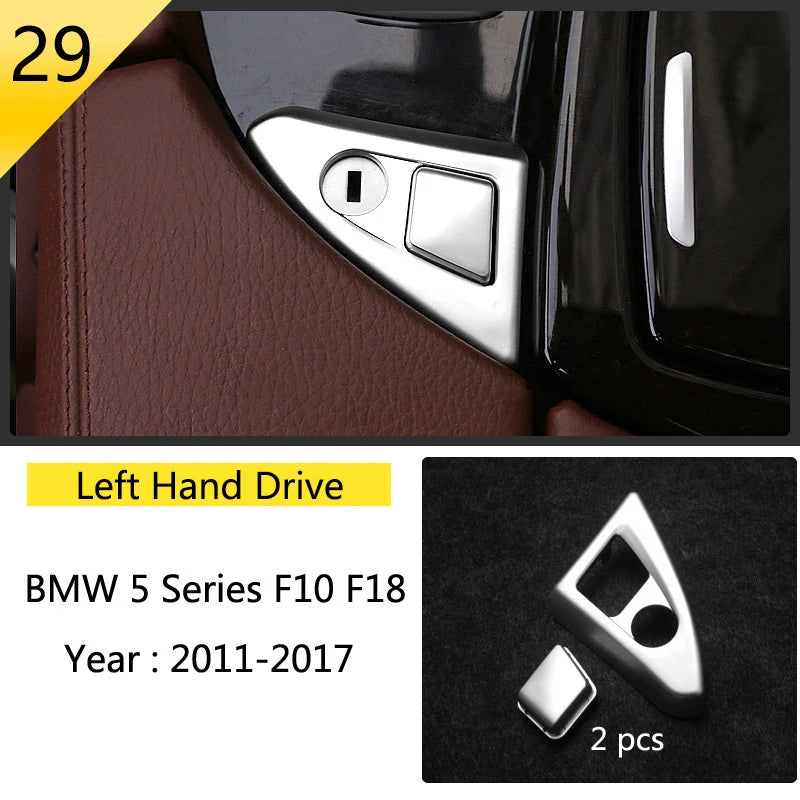 For BMW 5 Series F10 F11 F18 Accessories Stainless Steel Modified Interior Car Central Air Outlet Set Trim Sticker Frame Styling