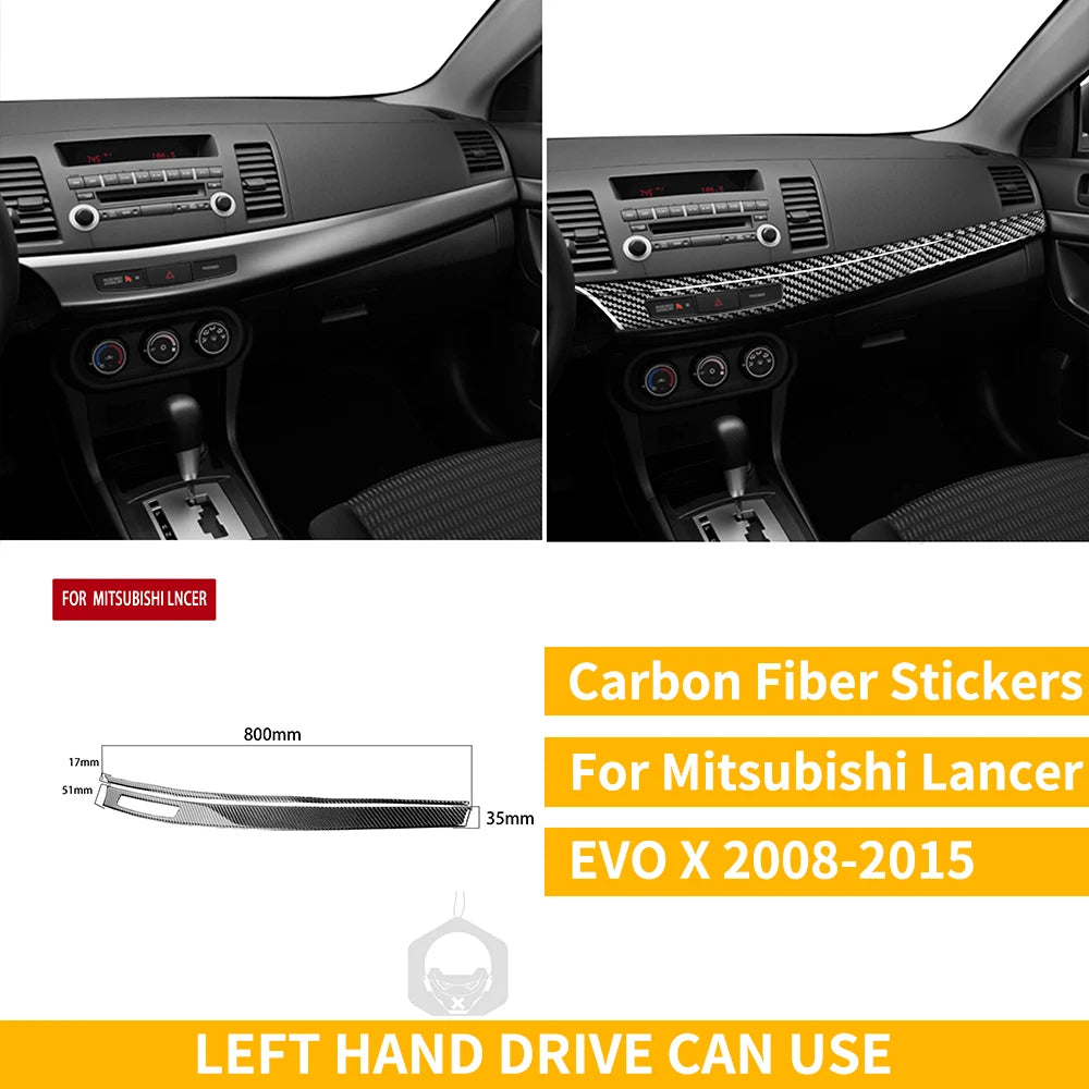 For Mitsubishi Lancer EVO X MR 2008-2015 Carbon Interior Trim Sticker Set Speedometer Window Lifting Storage Car Accessories