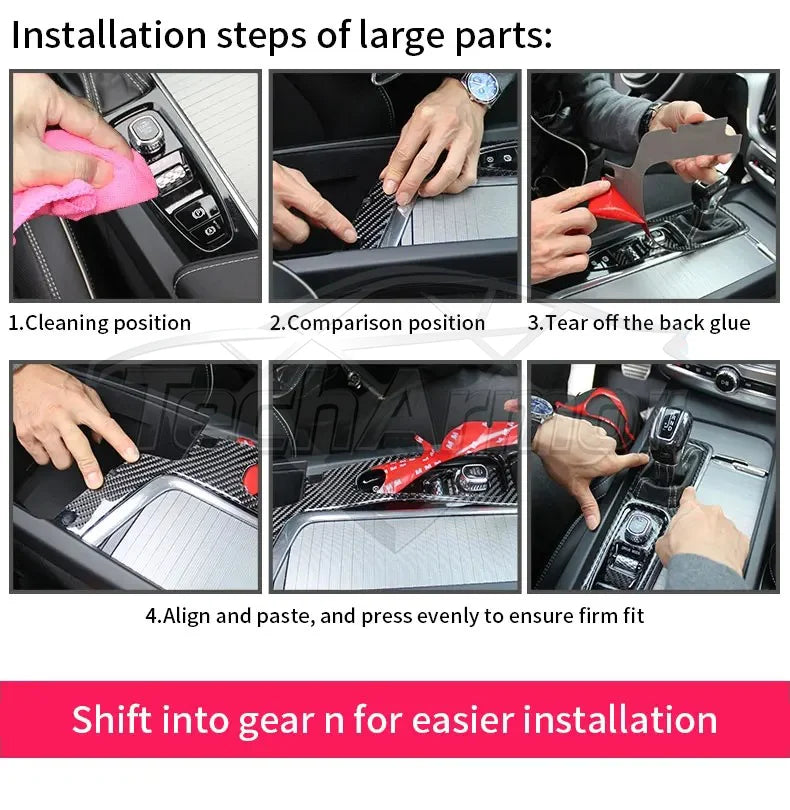 Car Center Console Gear Panel Carbon Fiber Sticker Protector