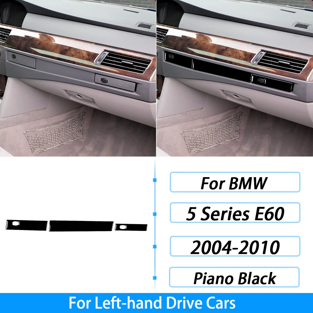 For BMW 5 Series E60 2004-2007 Piano Black Gear Shift Steering Wheel Air Outlet Panel Set Trim Car Interior Accessories Sticker