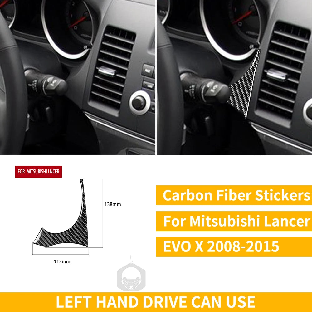 For Mitsubishi Lancer EVO X MR 2008-2015 Carbon Interior Trim Sticker Set Speedometer Window Lifting Storage Car Accessories