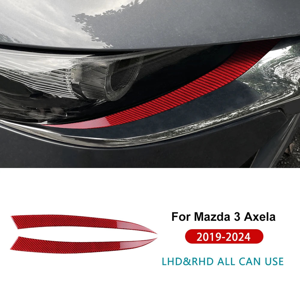 Real Soft Carbon Fiber Sticker For Mazda 3 Axela BP 2019 2020 2021 2022 2023 2024 2025 Sedan/Hatchback Car Lamp Eyebrow Trim