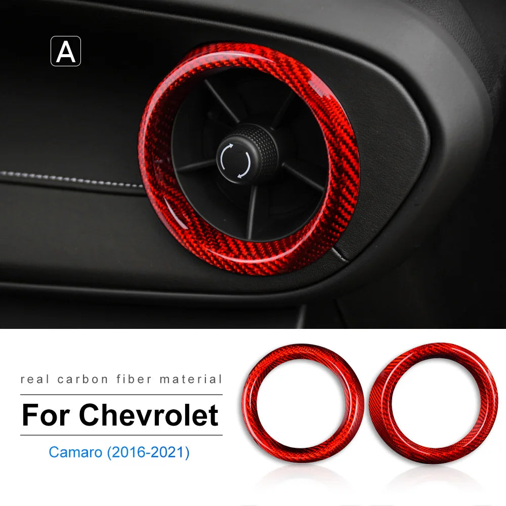 Real Carbon Fiber for Chevrolet Camaro 2016 2017 2018 2019 2020 2021 2022 2023 Car Interior Trim Red Black Accessories Sticker