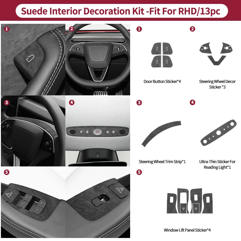 Carbon Fiber For Tesla Model 3 (2024-)/ Model Y (2025-) Car Door Switch Button Anti Scratch Trim Sticker Interior Accessories