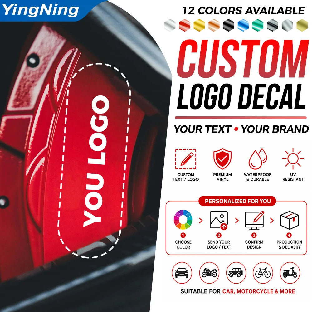 Custom Brake Caliper Logo Decal Personalized Text Brand Prem
