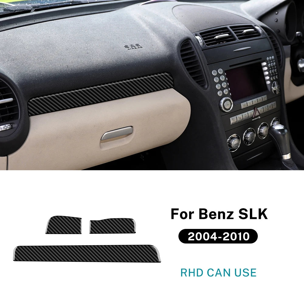 Real Soft Carbon Fiber Trim Sticker For Mercedes Benz SLK R171 2004 2005 2006 2007 2008 2009 2010 Car Dashboard Panel Strip