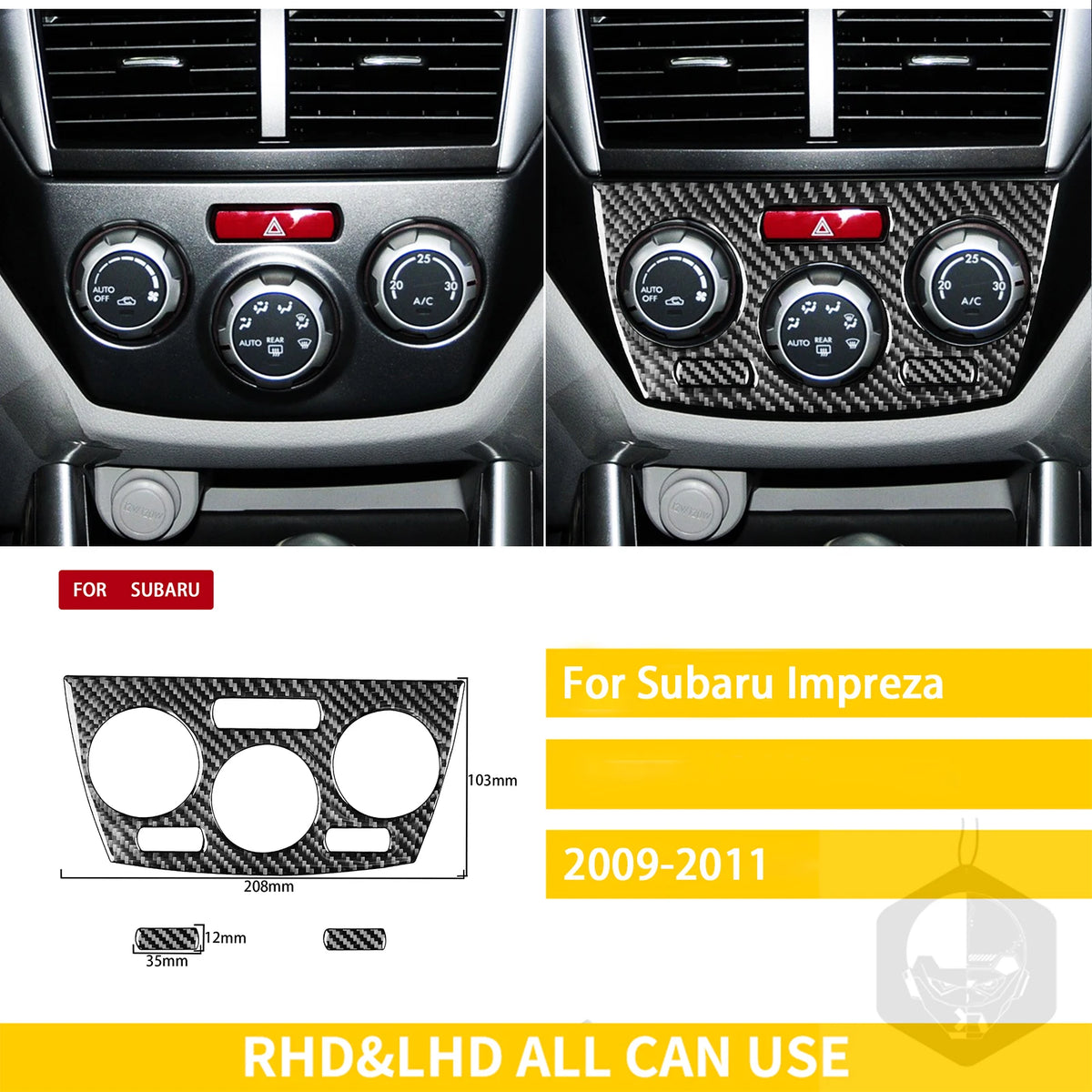 For Subaru Impreza 2009 2010 2011 Accessories Carbon Fiber Car Interior Gear Cuphold Panel CD Air Outlet Cover Trim Sticker