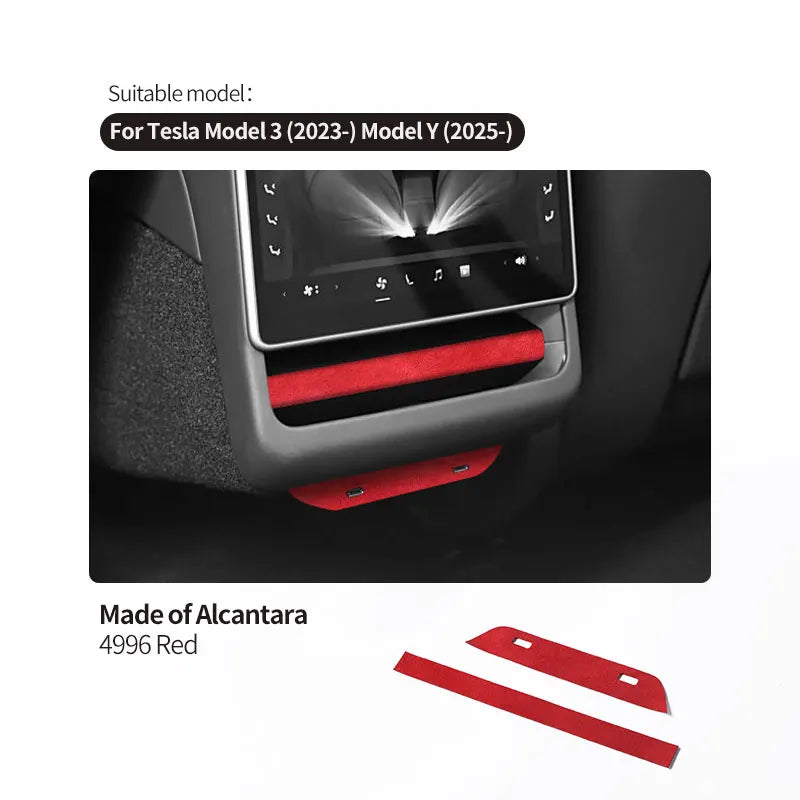 Top Suede For Tesla Model Y Juniper / Model 3 Highland Rear Air Vent Outlet Trim Sticker Anti Scratch Car Interior Accessories