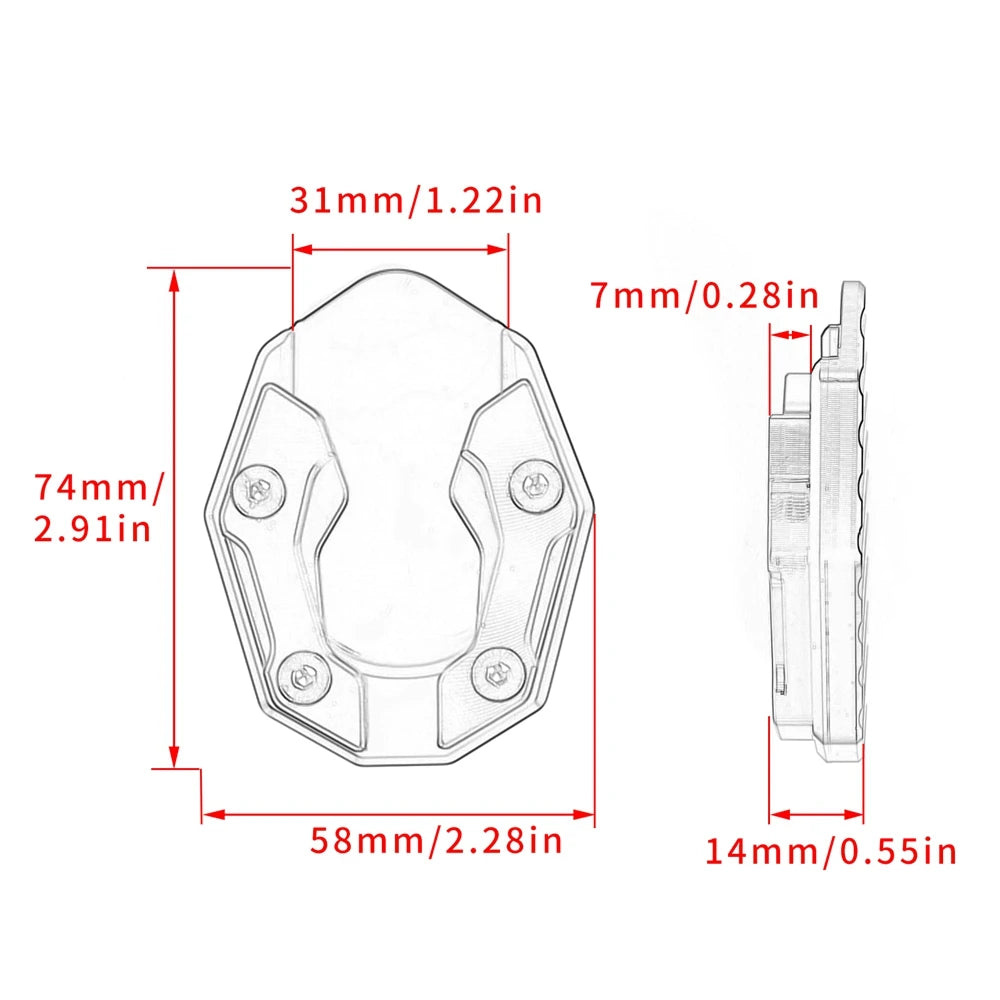 Aluminum Motorcycle Side Stand Pad Universal Enlarger Foot E