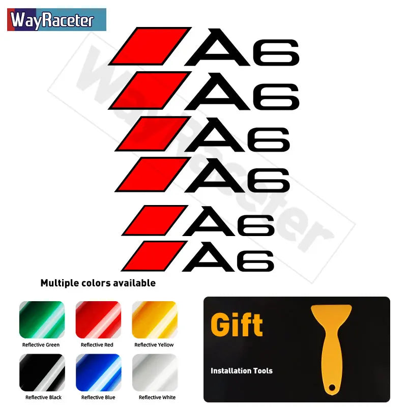 6 Pcs Top Vinyl Decal High Temperature Car Brake Caliper Stickers For Audi A3 S3 A4 S4 A5 S5 A6 S6 A7 S7 A8 Q2 Q3 Q5 Q7 Q8 TT