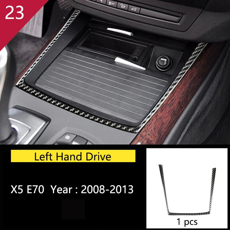 For BMW X5 X6 E70 E71 Accessories Car Interior Air Conditioning CD Console Panel Cover Decoration Trim Carbon Fiber Car Styling